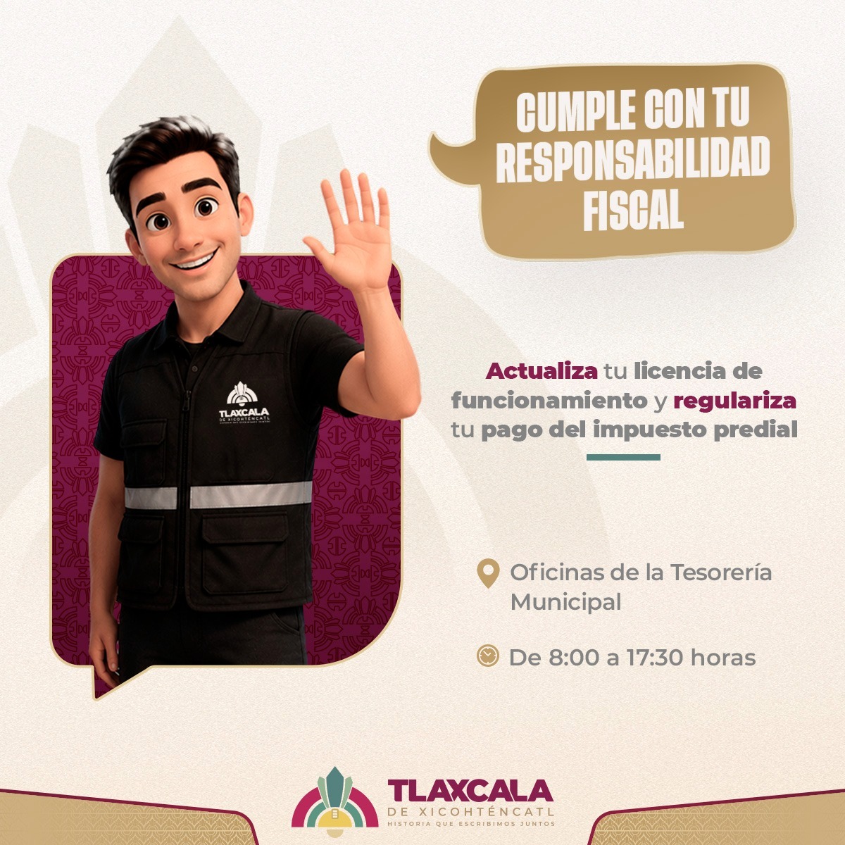 Tesorería Municipal de Tlaxcala impulsa cumplimiento responsable de contribuciones
